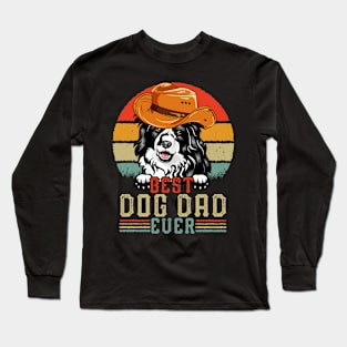 Vintage Best Dog Dad Ever Retro Headband Funny Father's Day Long Sleeve T-Shirt